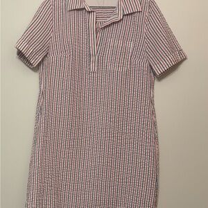 Red, White and Blue Striped Seersucker Dress